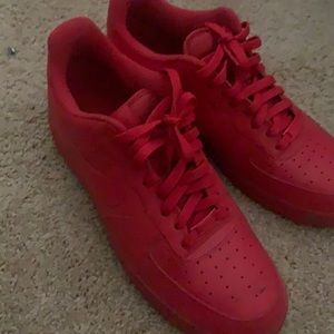 Red on Red Nike Air Force Ones